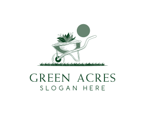 Lawn Grass Wheelbarrow logo design