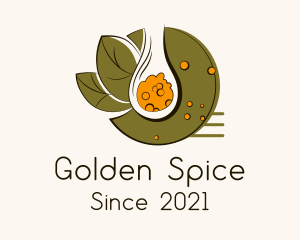 Turmeric - Spice Powder Spoon logo design