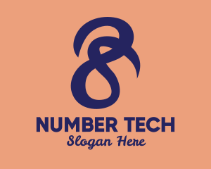 Number - Purple Cursive Number 8 logo design
