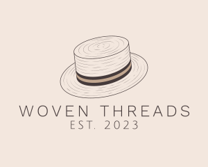 Woven Mens Boater Hat logo design