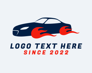 Driver - Burning Sports Car logo design