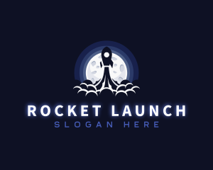 Rocket Moon Space logo design