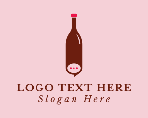 Alcoholic - Wine Bottle Messaging logo design