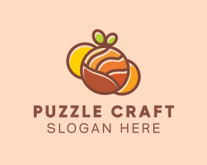 Orange Puzzle Fruit logo design