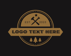Hammer - Rustic Wood Carpentry logo design