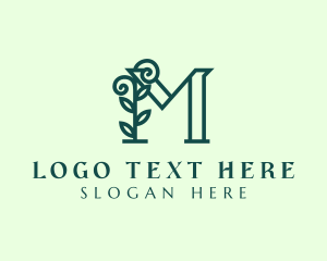 Vineyard - Natural Leaf Letter M logo design