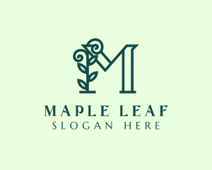 Natural Leaf Letter M logo design