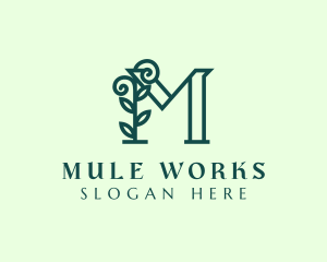 Natural Leaf Letter M logo design