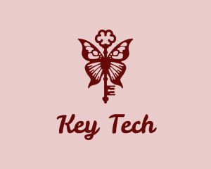 Luxury Key Butterfly logo design