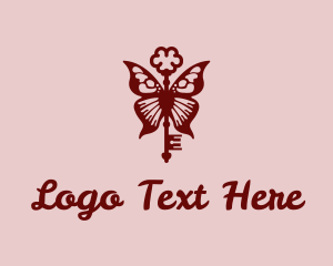 Key - Luxury Key Butterfly logo design