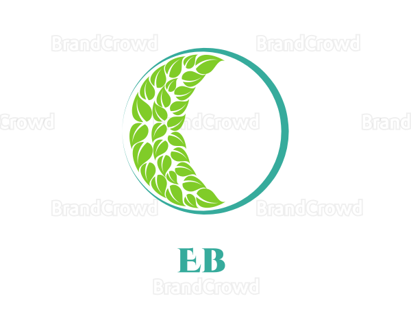 Green Moon Leaves Logo
