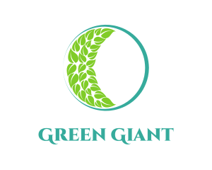 Green Moon Leaves logo design