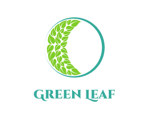 Green Moon Leaves logo design