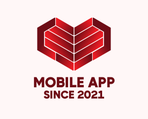 Dating App - Modern Geometric Heart logo design