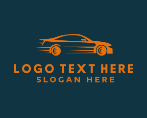 Automobile - Orange Sedan Racecar logo design