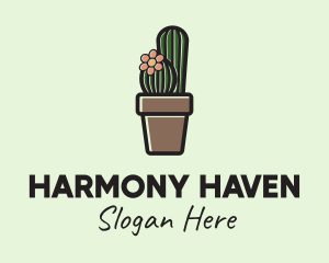 Flower Shop - Cactus Flower Pot logo design