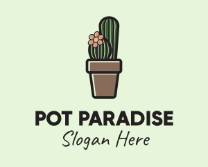 Pot - Cactus Flower Pot logo design