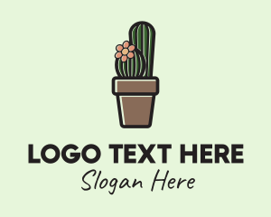 Flower Shop - Cactus Flower Pot logo design