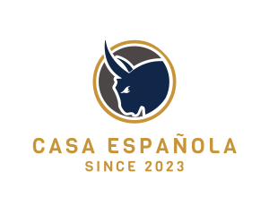 Spanish - Bull Head Emblem logo design