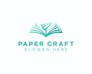 Book Paper Plane Flight logo design