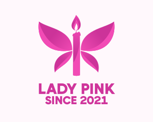 Pink Butterfly Candle  logo design