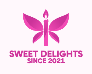 Pink Butterfly Candle  logo design