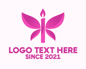Butterfly - Pink Butterfly Candle logo design