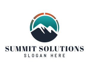 Speedometer Mountain Sun logo design