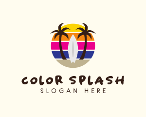 Summer Surfing Beach logo design