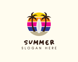 Summer Surfing Beach logo design