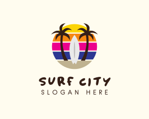 Summer Surfing Beach logo design