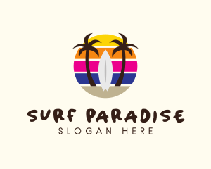 Summer Surfing Beach logo design