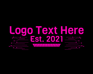 Text - Pink Technology Circuit logo design