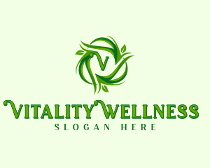 Vegan Organic Vine Leaves logo design