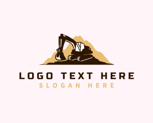 Bulldozer - Backhoe Excavator Miner logo design