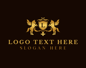Gold Pegasus Shield Logo