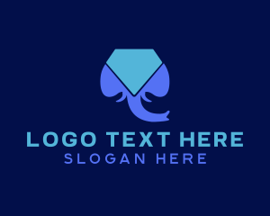 Blue Elephant - Wild Elephant Gem logo design