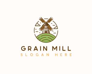 Flour Mill Windmill logo design