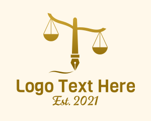 Gold - Justice Scale Pen logo design