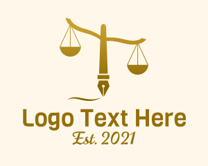 Judge - Justice Scale Pen logo design