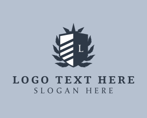 High End - Shield Crown Wreath logo design