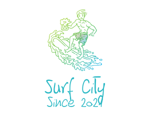 Surfer Beach Beer logo design