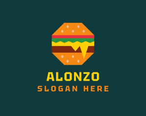 Octagon Cheesy Burger logo design