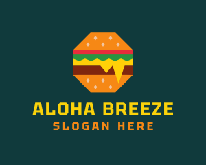 Octagon Cheesy Burger logo design