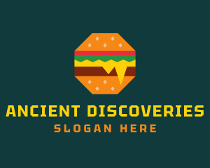 Octagon Cheesy Burger logo design