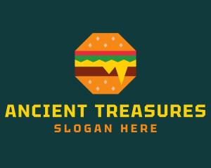 Octagon Cheesy Burger logo design