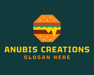 Octagon Cheesy Burger logo design