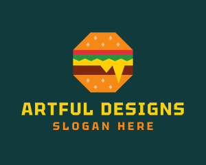 Octagon Cheesy Burger logo design