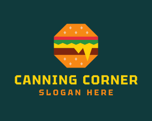 Octagon Cheesy Burger logo design