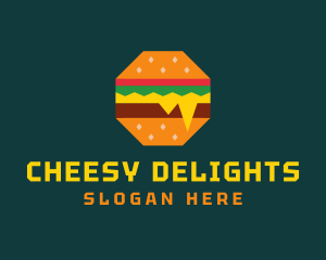 Octagon Cheesy Burger logo design